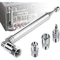 Fancasee FM-Antenne 75 Ohm – Universeller Innenantenne Mit 5 Adaptern Für Stereo-Receiver & AV-Geräte