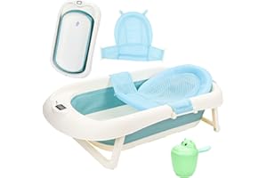 SWANEW Vaschetta Bagnetto, Pieghevole Vasca da Bagn per Bambini, 3-in-1 Bagnetto Neonato, Portatile Vaschetta Baby Bagno con Indicatore di Temperatura, per 0-6 Anni,Verde