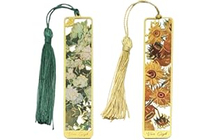 Lilbitty 2 Stück Lesezeichen, Hohles Lesezeichen aus Metall im Retro-Ölgemälde-Stil, Personalisiertes Lesezeichen, Bookmark, Quaste Lesezeichen, Florales Lesezeichen