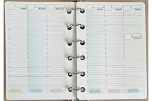 OY OY Ricambio formato POCKET 8 X 12 cm. con 6 fori Agenda Planner Refill Insert Weekly Planner Organiser Pocket A7 (Italiano senza date)
