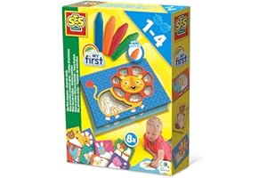 SES Creative | Mes Premiers Crayons Gras Bébé | Kit Coloriage Enfant 1 An+ | 8 Cartes Pliables Animaux | Activité Créative Bébé | Jeu Éducatif Colorier | Crayons Lavables | Idée Cadeau Naissance
