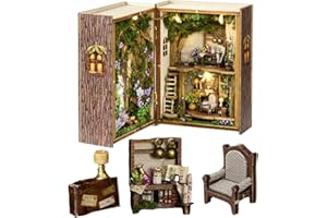 TOPBSFARNY DIY Miniatur Holz Puppenhaus Bausatz, 3D-Möbel und Raummodell kann Türen öffnen, Kreativität Geschenkidee für Valentinstag, Geburtstag (Waldwunderland)