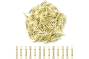 AOICRIE 100Pcs Heat Shrink Butt Connectors, 22-16 AWG Red Wire Connectors Automotive Marine Grade Wire Crimp Butt Splices, Ideal for Boat, Truck, Stereo (Light Yellow)
