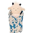 Manhattan Toy Embroidered Plush Goat Baby Rattle + Soft Cotton Burp Cloth, 16 x 16 Inches