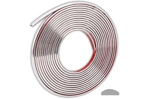 GKKBUFF Striscia autoadesiva 3D per bordi da parete, colore argento, nastro decorativo per soffitto/angoli/specchi/mobili/porta/armadio/casa e decorazione auto (1,2 cm x 5 m)