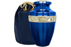 Urne funéraire Trupoint Memorials | Décorative | Urne cinéraire Humaine | Bleue | Style Grec | Grande - jusqu'à 90 kg