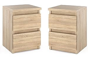 MRBLS_HOME MRBLS Nachttisch 2er Set Nachtschrank Nachtkommode Modern Möbel mit Schubladen Kommode Holz Schubladenschrank für Ihr Schlafzimmer (Sonoma) – 30 x 40 x 30 cm (B/H/T)