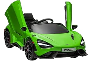 AIYAPLAY McLaren 765LT Licensed Electric Car for Kids with Butterfly Doors, 12V Kids' Electric Ride on with Remote Control, Transport Wheels, LED Lights, MP3 Music, Horn, for 3-6 Years, Green