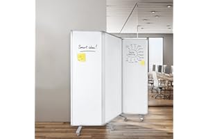 MASTER OF BOARDS MOB - Parete divisoria mobile, lavagna bianca, magnetica e pieghevole, divisoria divisoria, bacheca con ruote bloccabili, utilizzabile su entrambi i lati (180 x 180 cm)