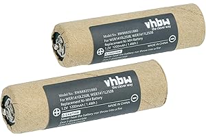 vhbw 2X Akku kompatibel mit Panasonic ER1410, ER1411, ER1420, ER1421, ER1424 Rasierer Haarschneider (1200mAh, 1,2V, NiMH)
