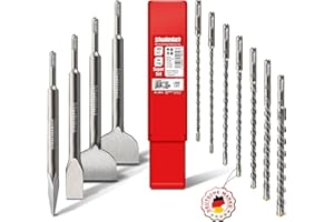SCHWABENBACH ® SDS PLUS Bohrer- und Meißel-Set 11tlg 7x Betonbohrer 6-14 mm + 4x Meißel Kompatibel mit Bosch Hilti - Extrem robust - Premium Qualität für Bohrhammer & Schlagbohrmaschine (kein SDS MAX)