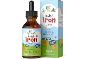 CARLYLE Iron Drops for Kids | 50mL | with Vitamin C, B12, and Folic Acid | Tropical Flavoured Liquid Food Supplement | 10mg of Iron Per Serving | Vegan | by Lil' Sprouts