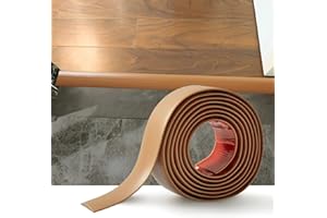 ZAYEJOD Bande de transition de seuil de sol stratifié en PVC pour portes, bordure de sol autocollante en vinyle, revêtement de sol stratifié, bande de jonction de sol (7,6 cm, marron clair)