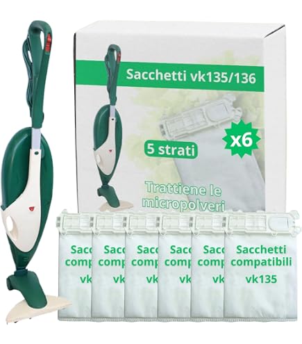 S&G Group Kit Pulizia Folletto: 6 Sacchetti Anallergici In Microfibra VK130/VK131 + 10 Profumini Al Pino