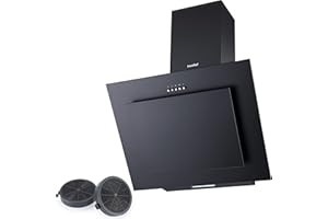 COMFEE' Comfee CHK 3.6B Cappa aspirante a parete 60 cm 320 m³/h, 2 velocità, 2 filtri a carbone attivo, 2 filtri antigrasso in alluminio a 5 strati lavabili, LED, nero, classe B