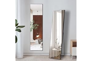 LVSOMT Espejo de 160 x 40 cm de Longitud Completa, Espejo de Pared y Piso, Espejo Colgante, Espejo de Cuerpo Entero, aleación de Aluminio Enmarcado para Dormitorio, Sala de Estar, Vestuario