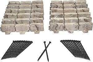 EasyFlex No-Dig - Bordura paesaggistica con punte di ancoraggio, altezza 6,9 cm, bordo decorativo da giardino effetto pietra, kit da 4,5 m, marrone