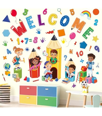 Stickers Muraux Enfants Arc-en-ciel Et Citations - 2 Feuilles 90x30 Cm - Décoration Chambre Ou Classe - Faciles à Poser Et Enlever Sans Trace