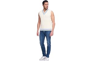 Brunella Gori Maglione Gilet con Scollo a V e Senza Maniche - da Uomo, in 100% Cotone Organico