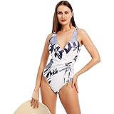 SUGSHYN Costume Intero Donna V Scollo Backless Controllo della Pancia Vintage Costume da Bagno Un Pezzo Curvy Monokini Beachw
