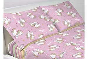 CAPITANCASA Set Completo Lenzuola In 100% Cotone Fantasia Unicorno 1 Piazza e Mezza Unicorno