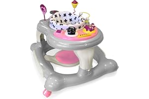 MY CHILD MyChild Roundabout 4 in 1 Activity Walker, Pink Neutral - Activity Center Baby Walker - 6 Months + Anti Fall Blocks for Extra Safety and 3 Height Adjustment- 360 Degree Spinning seat.