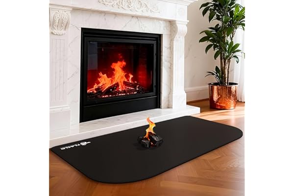 FLASLD Tapis de cheminée d'intérieur Ignifuge en Fibre de Verre pour cheminée et cheminée - Anti Feu Tapis de Protection Contre Les braises pour Ignifuge et poêle 64 x 99 cm