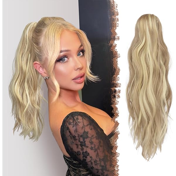 WIG ME UP Haarteil – Halblanger Zopf 35 Cm Glatt, Mit Butterfly-Klammer, Blond-Mix