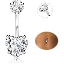 Set 8 Piercing Ombelico Acciaio Chirurgico 316L - Gioielli Con Diamante Per Donna, Ipoallergenici, Con Scatola Regalo - Foto 2