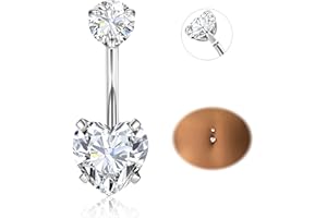 Diamday Piercing Ombelico G23 Titanio Piercing Ombelico Anello 14G CZ Ombelico Barra Piercing Pancia Bar Lungo Ombelico Barbell Ventre Anello Piercing Gioielli for Donna Uomo 8/10/12/14/16mm