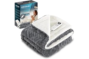 Cecotec Manta Eléctrica 180x130cm HeatConfort Luma (180 x 130). 115W, 10 Niveles de Temperatura Ajustables, Controlador LCD Extraíble, Temporizador con Apagado Automático, PTC+ Tecnología NTC