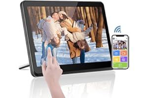 KENUO WiFi Digitaler Bilderrahmen, Touchscreen 1920x1080P Elektronischer Fotorahmen 10.1 Zoll mit 16 GB Speicher, Fotos und Videos sofort per APP teilen, Automatischer Drehung, Einstellbarer Helligkeit