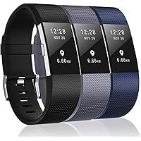 Sounce Pack of 3 Belts/Straps Compatible for Fitbit Charge2 Bands Wristband Straps (3 Units) Large