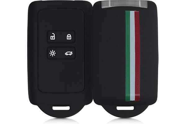 kwmobile Accessoire clé de Voiture Compatible avec Renault Smart Key 4-Bouton (Keyless Go Uniquement) - Coque en Silicone Souple avec Embout Porte-Clé - Italie Vert-Rouge-Noir