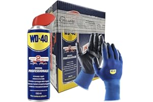 RA24 Promo Pack WD-40 Prodotto Multifunzione - Lubrificante Spray con Sistema Professionale Doppia Posizione - 500 ml, 6 Pezzi + Guanti