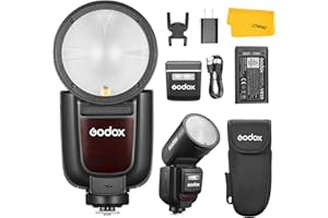GODOX V1 Pro F V1Pro F Round Head Flash Speedlite Compatible for Fuji Fujifilm, 2.4G Wireless TTL Speedlight HSS Strobe, 1/8000s, 2980mAh Li-ion Battery, Detachable Sub Flash Support Type-C
