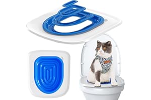 SUQ Cat Toilet Trainer, Cat Toilet Training Pack Kit De Nettoyage Réutilisable en Plastique, Cat Toilet Trainer, pour La Formation des Chats à l'Utilisation Facile à Nettoyer Cat Toilet Pack (Bleu)