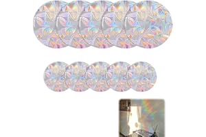 LEUUD 10 Hojas de Redondo Pegatinas Anticolisión para Ventanas, Adhesivos para Ventanas de Arcoíris, Pegatinas para Puertas de Vidrio, para Comedor, Dormitorio