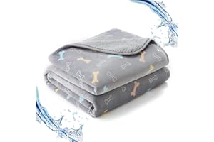 Allisandro Wodoodporny koc na kanapę, krzesła, do samochodu lub na łóżko, można prać w pralce, 3-warstwowy, wodoodporny koc na meble z uroczym nadrukiem kości dla psów i kotów, 200 x 140 cm