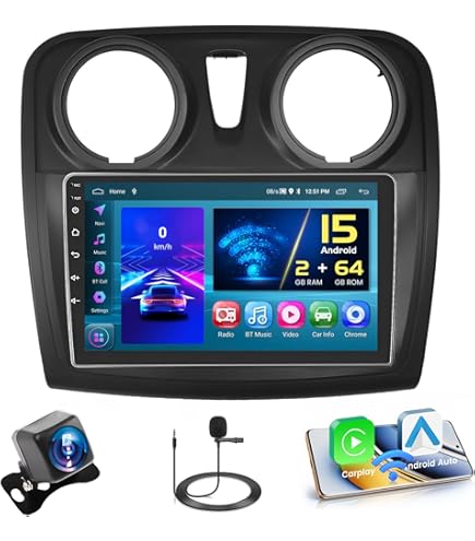 2GB 64GB Android 13 Autoradio für Renault Logan 1 Sandero 2009-2015 Largus Dacia Duster Radio Wireless Apple CarPlay Android Auto Bluetooth 9 Bildschrim Auto Radio mit Navi Rückfahrkamera