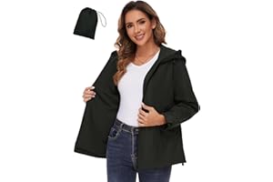 EFFAN Vestes imperméables légères pour femme - Veste d'extérieur pliable