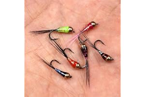 L-MEIQUN, 3/6/12/24 Piezas de Gancho tungsteno NINFA pequeña beadheads Mosca Arco Iris marrón Trucha greating Trucha Pesca rápido Fregadero Volante (Color : Pack of 24cs)