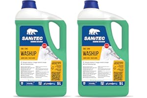 SANITEC IGIENE SICURA Sanitec, Washup Limone Verde, Detergente Liquido per il Lavaggio Manuale delle Stoviglie, Sgrassa a Fondo e Rilascia una Fresca Profumazione che Elimina i Cattivi Odori, Made in Italy, 2 Taniche da 5L