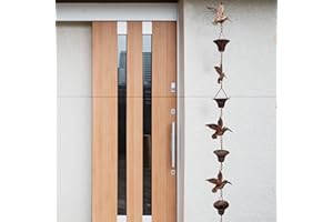 URPIZY Catena antipioggia metallica da 2,6 m, per decorazione esterna, design elegante, struttura robusta, flusso d'acqua unico, installazione versatile per giardino, terrazza, grondaia (marrone)