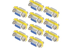 Greluma 10 Piezas 9 Pines RS-232 DB9 Hembra a Hembra Cable Serie Adaptador acoplador Cambiador de género
