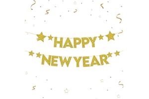 XJWZGM Silvester Dekoration 2026 Banner Gold, Happy New Year Girlande Gold, Silvester Deko 2026 Dekoration, golden Happy New Year Girlande 2026 für Neujahr Party, Neujahr Partydeko