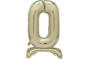 Unique Gold Standing Number 0 Foil Balloon 30", Packaged