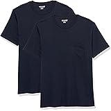 Amazon Essentials T-Shirt Girocollo con Tasca a Maniche Corte Slim Uomo, Pacco da 2