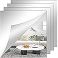 TSKDKIT Large Self Adhesive Mirrors Sheets 2mm Thickened Acrylic Mirror Tiles Adhesive 30 x 30cm Non Glass Mirror High Clear Mirrors for Bathroom, Bedroom, Door etc(4Pcs)