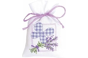 VERVACO Vevaco Kits De Punto De Cruz Contado Bolsas Aromáticas DIY Creativo Set Ramas DE Lavanda con Mariposa Manualidades Bordar Kit Principiantes Decoration Hogar Regalo ca. 8 x 12 cm Cross Stitch